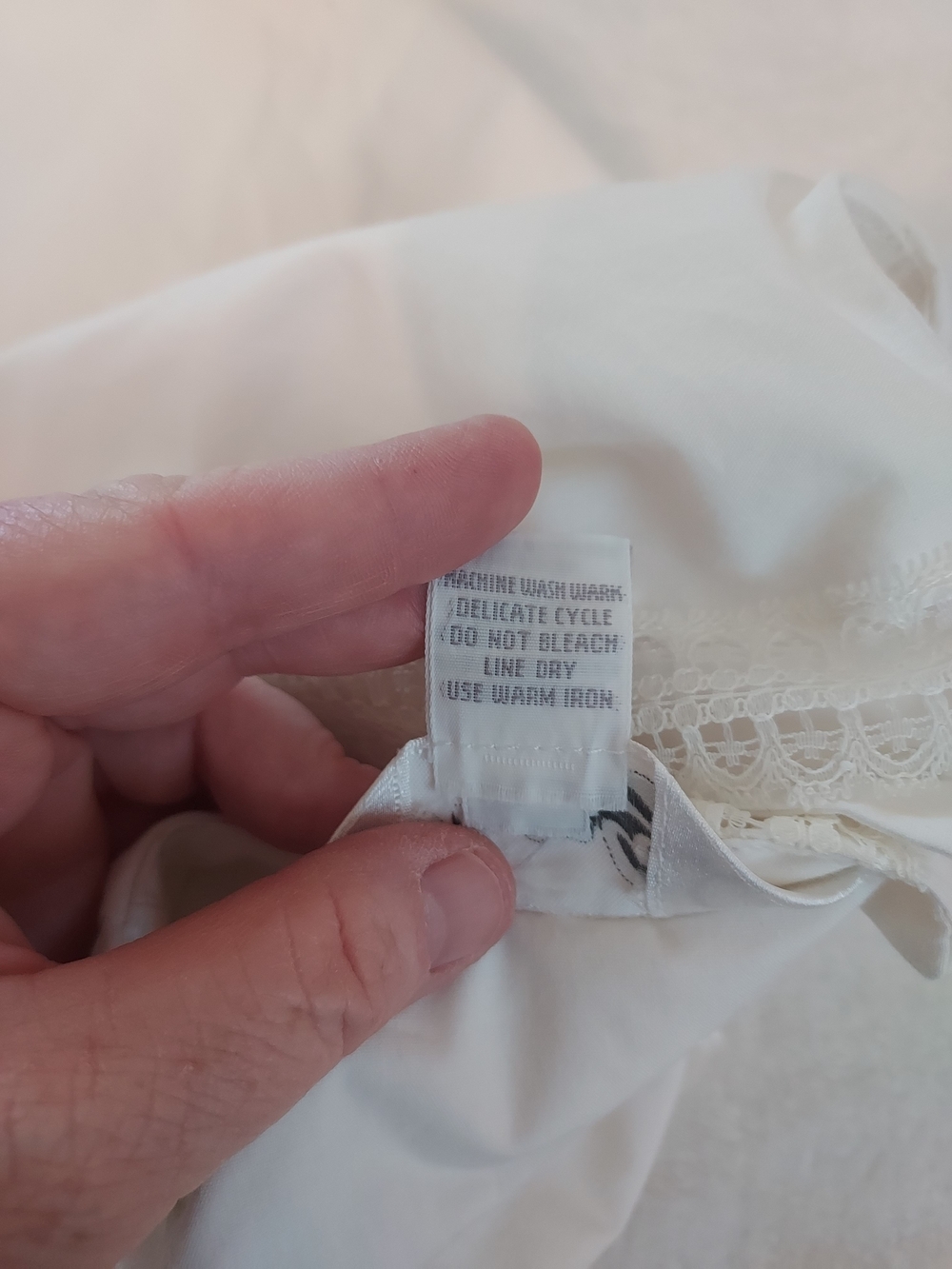 Vintage Sweet White Lace-Trim Bow Yoke Blouse Cottagecore Prairie Victorian Chic - Picture 9 of 10